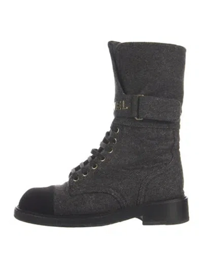 Pre-owned Chanel 2021 Wool Combat Boots In Multi