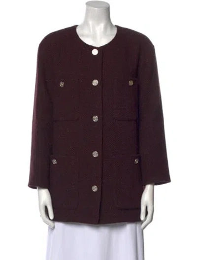Pre-owned Chanel 2021 Wool Evening Jacket In Burgundy