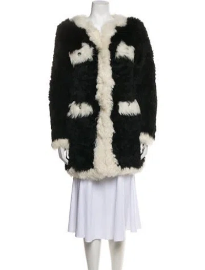 Pre-owned Chanel 2021 Wool Faux Fur Coat In Black