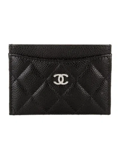 Pre-owned Chanel 2021-2022 Interlocking Cc Logo Card Holder In Black