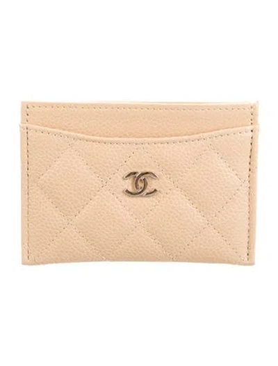 Pre-owned Chanel 2021-2022 Interlocking Cc Logo Card Holder In Neutrals