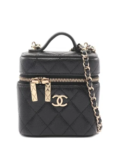 Pre-owned Chanel 2021~2022 Matelasse Chain Tote Bag In Black