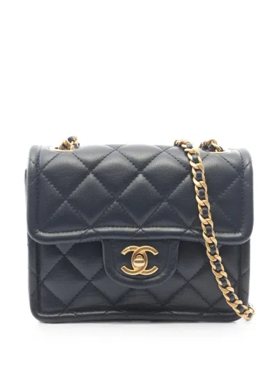 Pre-owned Chanel 2021-2022 Mini Matelassé Chain Shoulder Bag In Blue