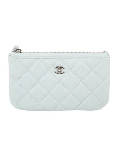 Pre-owned Chanel 2021-2022 Mini O-case Wallet In Blue