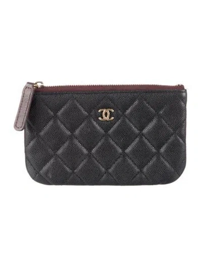Pre-owned Chanel 2021-2022 Small O-case Wallet In Black