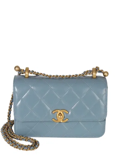 Pre-owned Chanel 2021-2025 Diamond-quilted Shoulder Bag In Blue