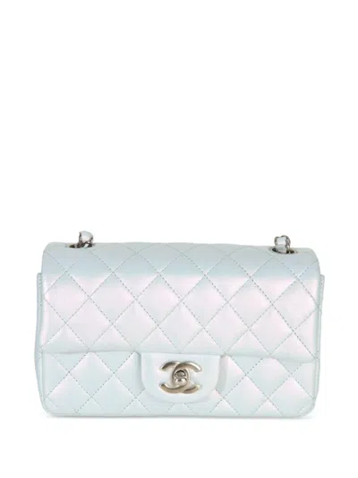 Pre-owned Chanel 2021-2025 Mini Flap Shoulder Bag In Blue