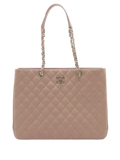 Pre-owned Chanel 2021-2026 Cc Caviar Timeless Tote Bag In Neutrals