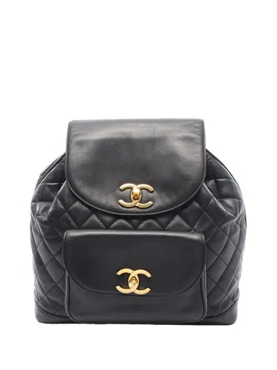 Pre-owned Chanel 2021-2026 Cc Quilted Lambskin Backpack In Black