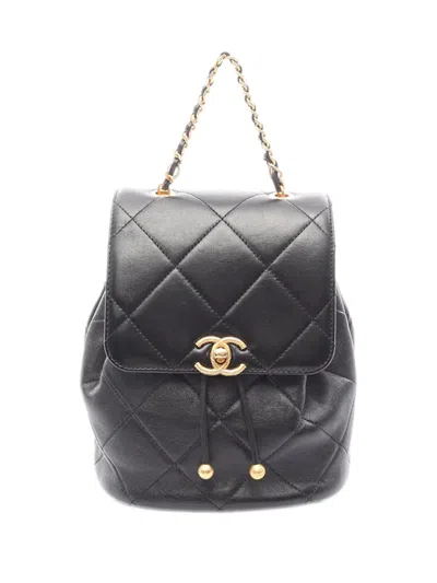 Pre-owned Chanel 2021-2026 Cc Quilted Lambskin Backpack In Black