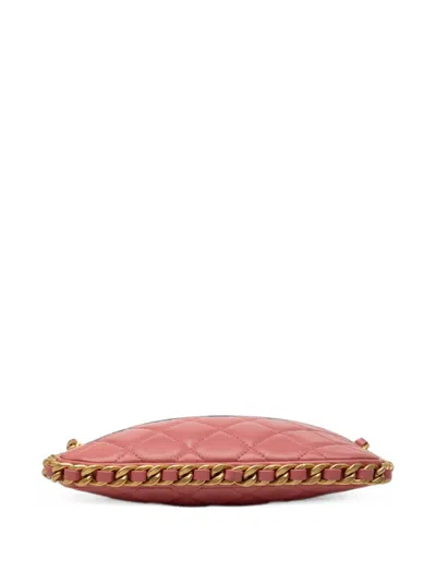 Pre-owned Chanel 2021-2026 Cc Quilted Lambskin Trendy Chain Around Hobo Satchel In Pink