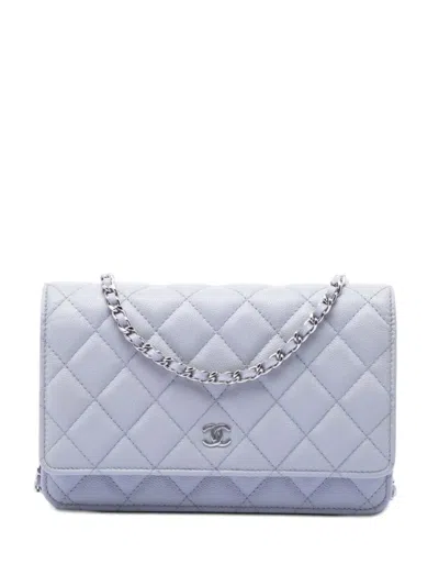 Pre-owned Chanel 2021-2026 Classic Caviar Wallet On Chain Crossbody Bag In Purple