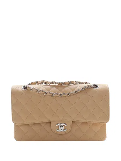 Pre-owned Chanel 2021-2026 Medium Classic Caviar Double Flap Shoulder Bag In Neutral