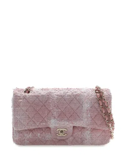 Pre-owned Chanel 2021-2026 Medium Classic Tweed Double Flap Shoulder Bag In Pink