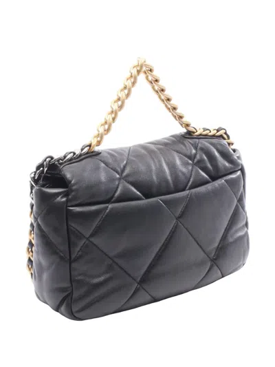 Pre-owned Chanel 2021-2026 Medium Lambskin 19 Flap Satchel In Black