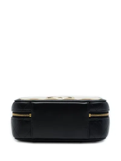Pre-owned Chanel 2021-2026 Medium Lambskin Golden Plate Vanity Case Satchel In Black