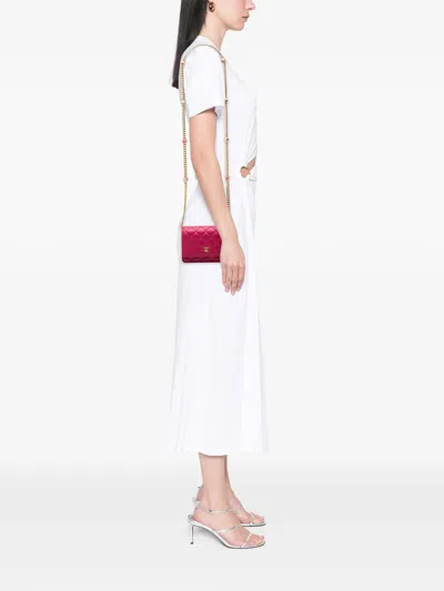 Pre-owned Chanel 2021-2026 Mini Cc Quilted Lambskin Pearl Samba Wallet On Chain Crossbody Bag In Pink