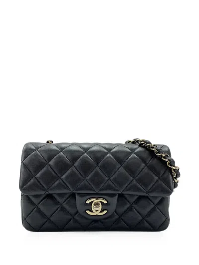 Pre-owned Chanel 2021-2026 Mini Matelasse Shoulder Bag In Black