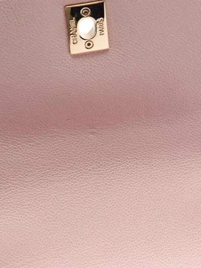 Pre-owned Chanel 2021-2026 Mini Quilted Caviar Top Handle Flap Satchel In Pink