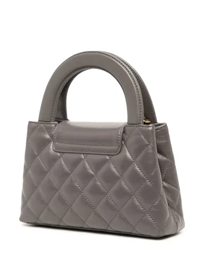 Pre-owned Chanel 2021-2026 Nano Shiny Aged Calfskin Kelly Shopper Bag Satchel In Grey