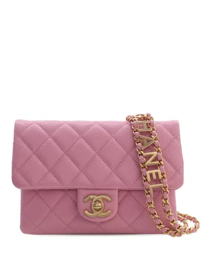 Pre-owned Chanel 2021-2026 Quilted Caviar Pick Me Up Flap Belt Bag In Pink