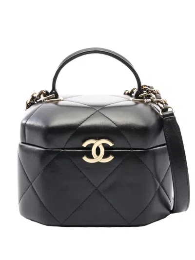 Pre-owned Chanel 2021-2026 Quilted Lambskin Vendome Case Satchel In Black