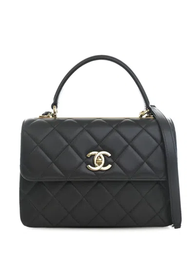 Pre-owned Chanel 2021-2026 Small Quilted Lambskin Trendy Cc Top Handle Flap Satchel In Gray