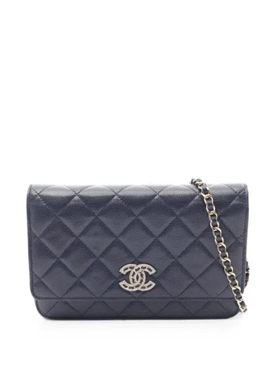 Pre-owned Chanel 2021s 19  Chain Wallet In Blue