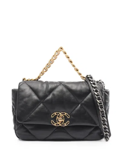 Pre-owned Chanel 2021s 19 Matelassé Tote Bag In Black