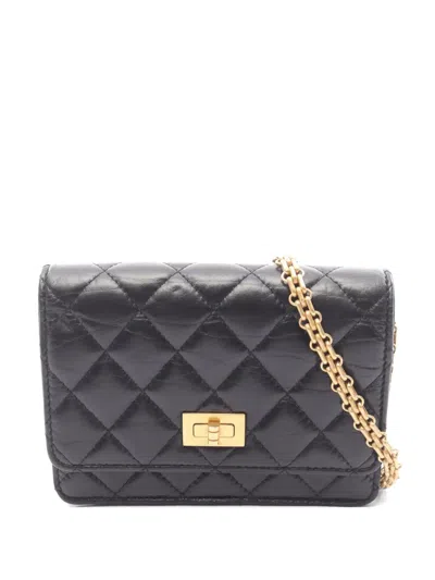 Pre-owned Chanel 2021s 2.55 Matelasse Wallet In Black