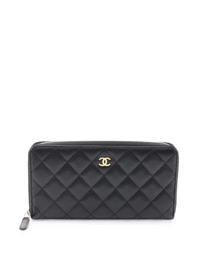 Pre-owned Chanel 2021s Caviar-leather Wallet In Black