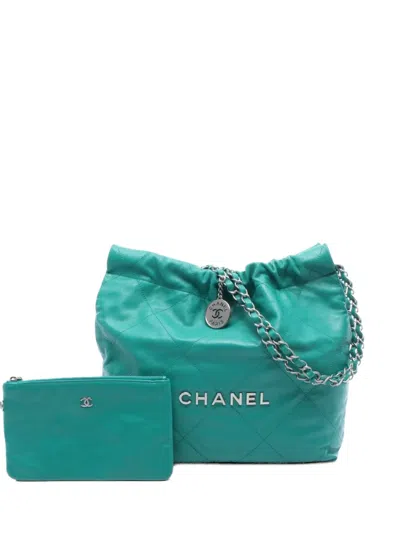 Pre-owned Chanel 2021s  22 Quilted Shoulder Bag In Green