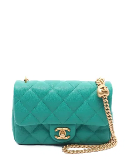 Pre-owned Chanel 2021s Classic Flap Shoulder Bag In Green