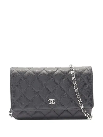 Pre-owned Chanel 2021s Classic Wallet On Chain Shoulder Bag In Black