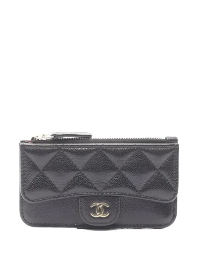 Pre-owned Chanel 2021s Diamond-quilting Coin Purse In Black