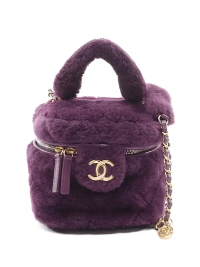 Pre-owned Chanel 2021s Fur Chain-strap Tote Bag In Purple