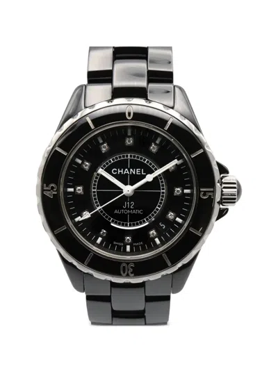 Pre-owned Chanel 2021s J12 Diamond Ceramic 38mm Watch In Black