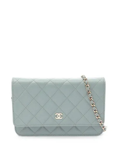 Pre-owned Chanel 2021s Matelasse Caviar Skin Shoulder Bag In Green