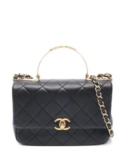 Pre-owned Chanel 2021s Matelassé Chain Tote Bag In Black
