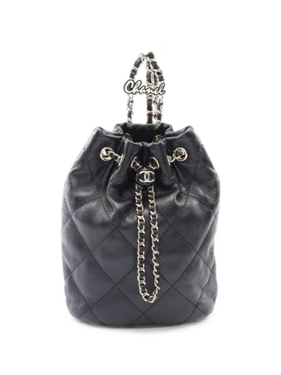 Pre-owned Chanel 2021s Matelassé Leather Backpack In ブラック