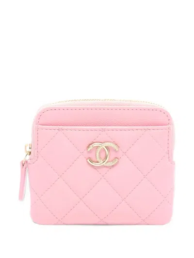 Pre-owned Chanel 2021s Matelassé Leather Coin Purse In 粉色