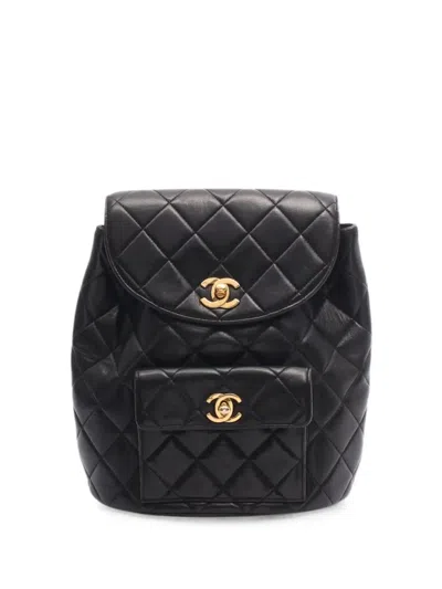 Pre-owned Chanel 2021s Matelassé Turn-lock Backpack In ブラック