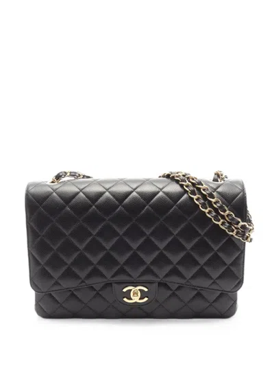 Pre-owned Chanel 2021s Maxi Matelassé Classic Shoulder Bag In Black