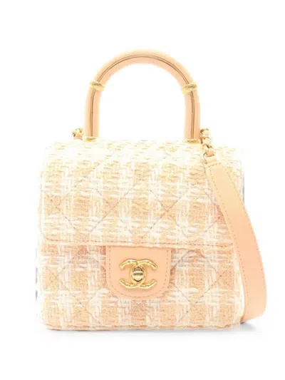 Pre-owned Chanel 2021s Mini Flap Tweed-design Shoulder Bag In Neutral