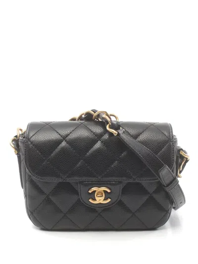 Pre-owned Chanel 2021s Mini Matelassé Shoulder Bag In ブラック