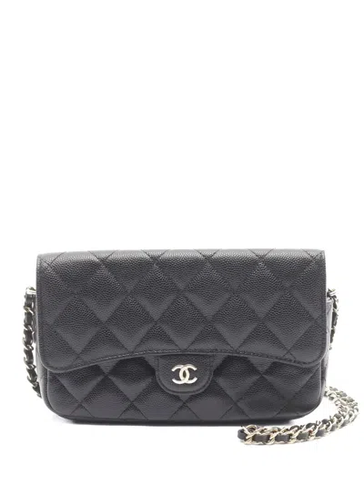 Pre-owned Chanel 2021s Phone-holder Mini Shoulder Bag In Black