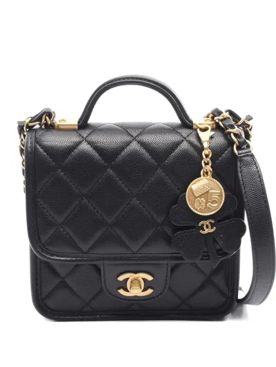 Pre-owned Chanel 2021s Small Matelasse Top-handle Shoulder Bag In Black