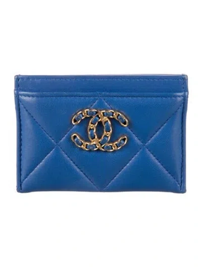Pre-owned Chanel 2022 19 Card Holder In Blue