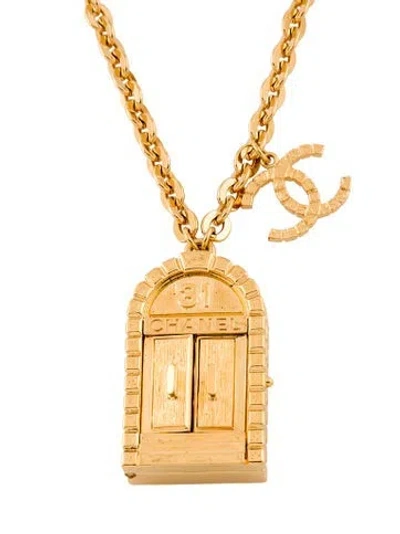 Pre-owned Chanel 2022 31 Door Cc Pendant Necklace, 21.5" In Multi
