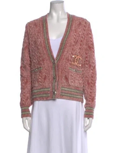Pre-owned Chanel 2022 Cable Knit Sweater In Pink